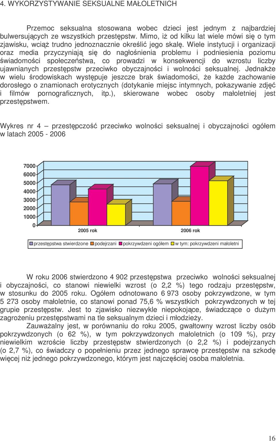 Wiele instytucji i organizacji oraz media przyczyniaj si do nagłonienia problemu i podniesienia poziomu wiadomoci społeczestwa, co prowadzi w konsekwencji do wzrostu liczby ujawnianych przestpstw