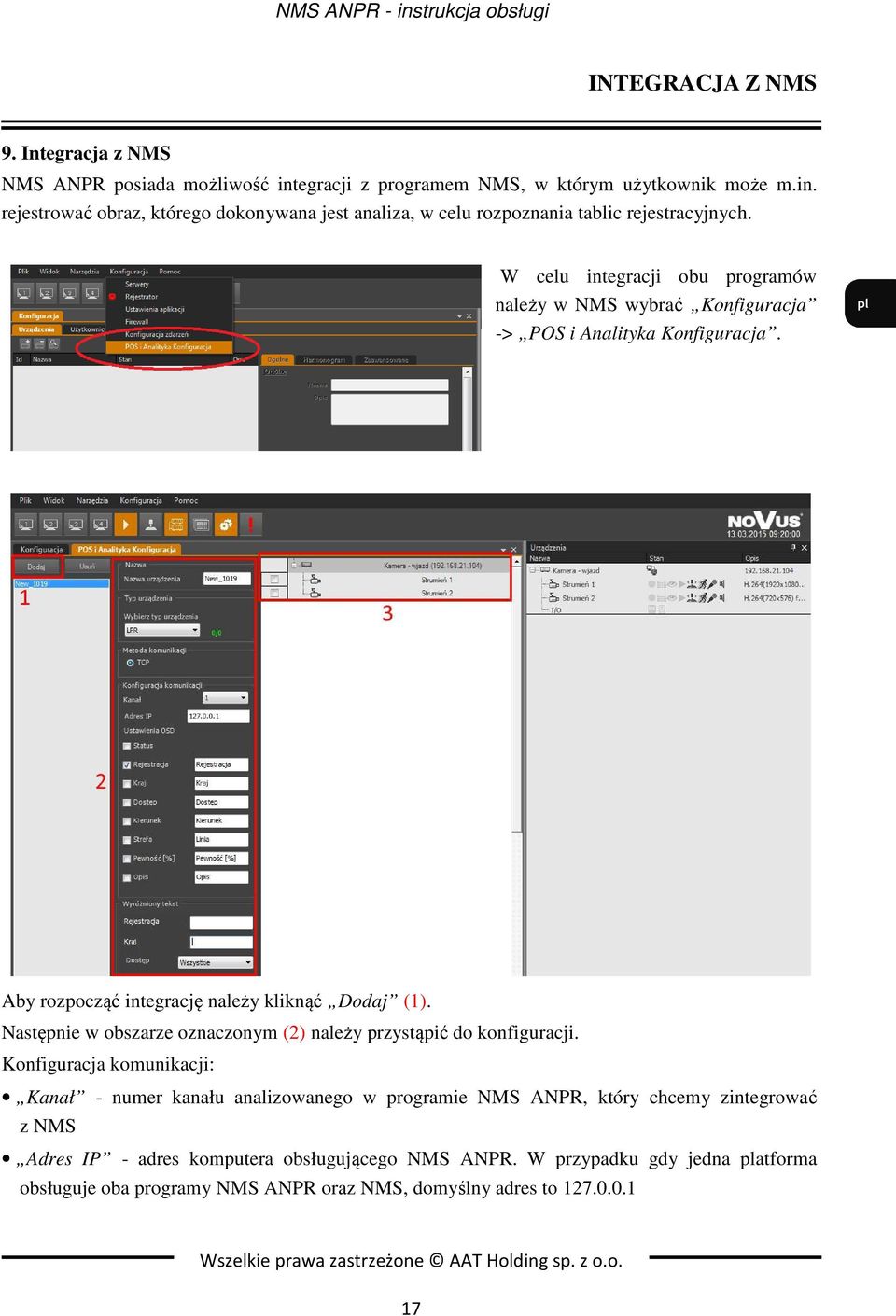 Następnie w obszarze oznaczonym (2) należy przystąpić do konfiguracji.