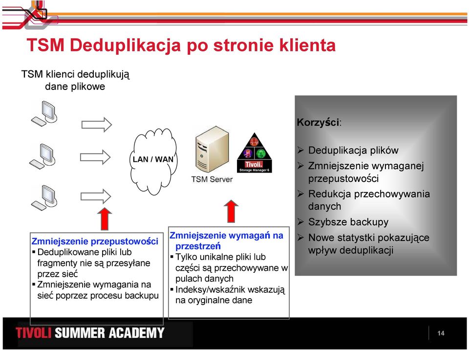 wymagań na przestrzeń Tylko unikalne pliki lub części są przechowywane w pulach danych Indeksy/wskaźnik wskazują na oryginalne dane