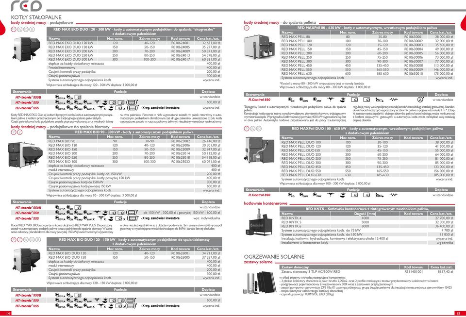 RED MAX EKO DUO 120 kw 120 40-120 R010624001 32 631,00 zł RED MAX EKO DUO 150 kw 150 50-150 R010624005 35 277,00 zł RED MAX EKO DUO 200 kw 200 70-200 R010624009 50 371,00 zł RED MAX EKO DUO 250 kw