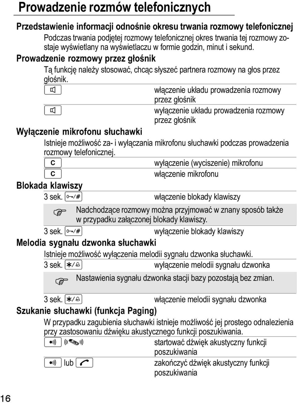 włączenie układu prowadzenia rozmowy przez głośnik wyłączenie układu prowadzenia rozmowy przez głośnik Wyłączenie mikrofonu słuchawki 7 Istnieje moliwość za i wyłączania mikrofonu słuchawki podczas