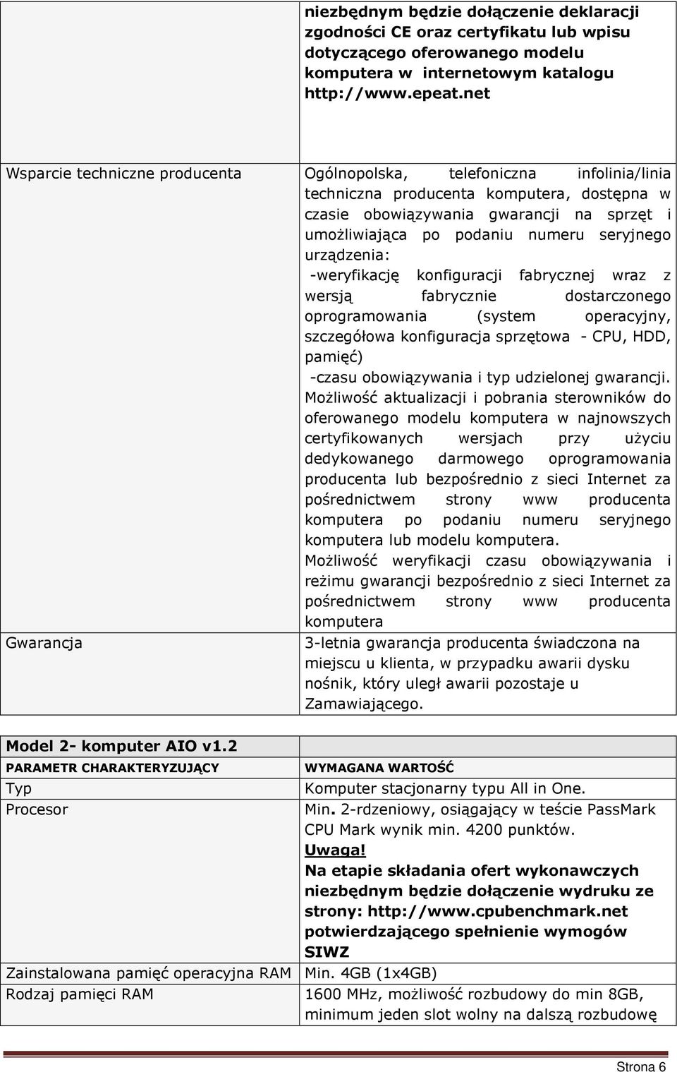 seryjnego urządzenia: -weryfikację konfiguracji fabrycznej wraz z wersją fabrycznie dostarczonego oprogramowania (system operacyjny, szczegółowa konfiguracja sprzętowa - CPU, HDD, pamięć) -czasu