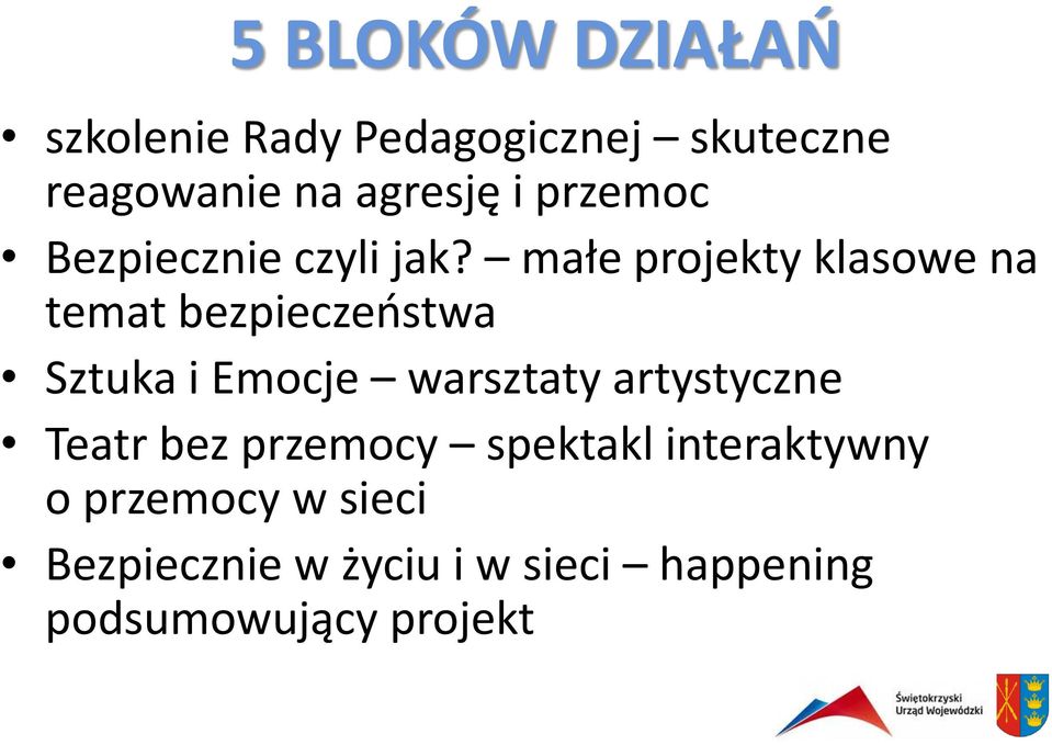 małe projekty klasowe na temat bezpieczeństwa Sztuka i Emocje warsztaty