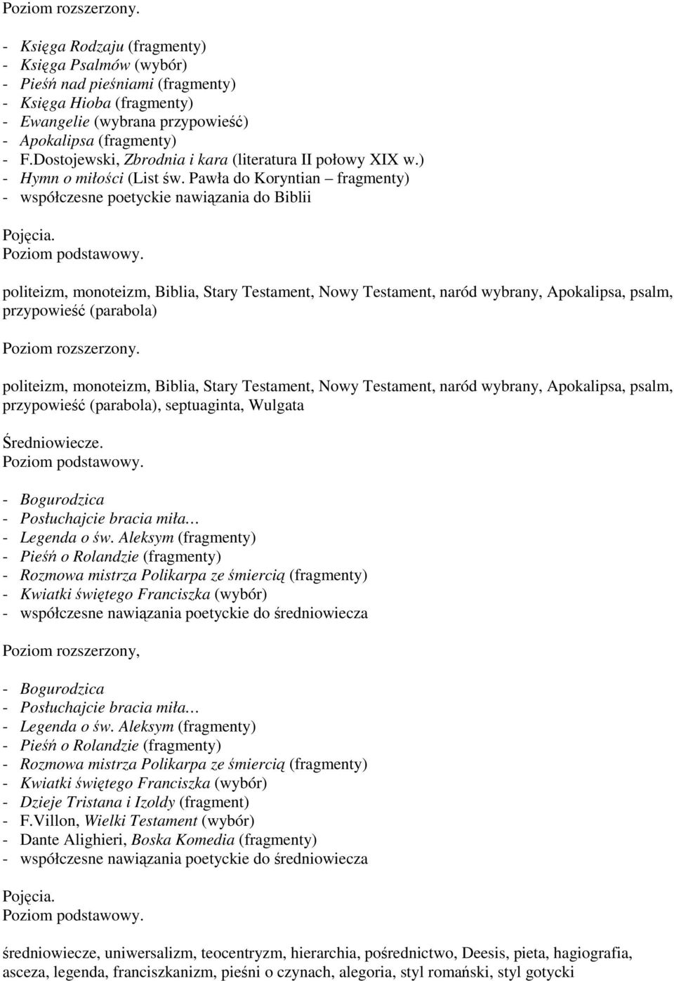 Pawła do Koryntian fragmenty) - współczesne poetyckie nawiązania do Biblii politeizm, monoteizm, Biblia, Stary Testament, Nowy Testament, naród wybrany, Apokalipsa, psalm, przypowieść (parabola)