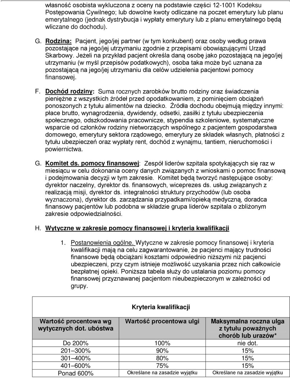 Rodzina: Pacjent, jego/jej partner (w tym konkubent) oraz osoby według prawa pozostające na jego/jej utrzymaniu zgodnie z przepisami obowiązującymi Urząd Skarbowy.