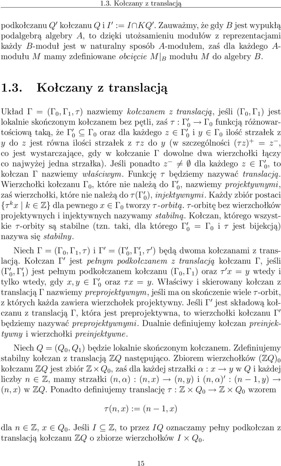 obcięcie M B modułu M do algebry B..3.