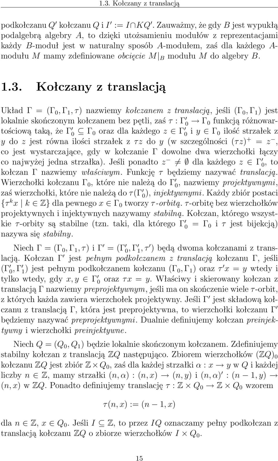 obcięcie M B modułu M do algebry B..3.