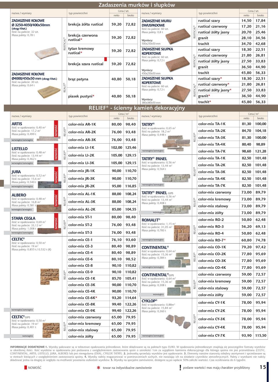 i słupków dekoracyjny 4 cm m 2 brekcja żółta rustical 59,20 72,82 brekcja czerwona rustical tytan kremowy rustical 59,20 72,82 59,20 72,82 brekcja szara rustical 59,20 72,82 brąz patyna 40,80 50,18