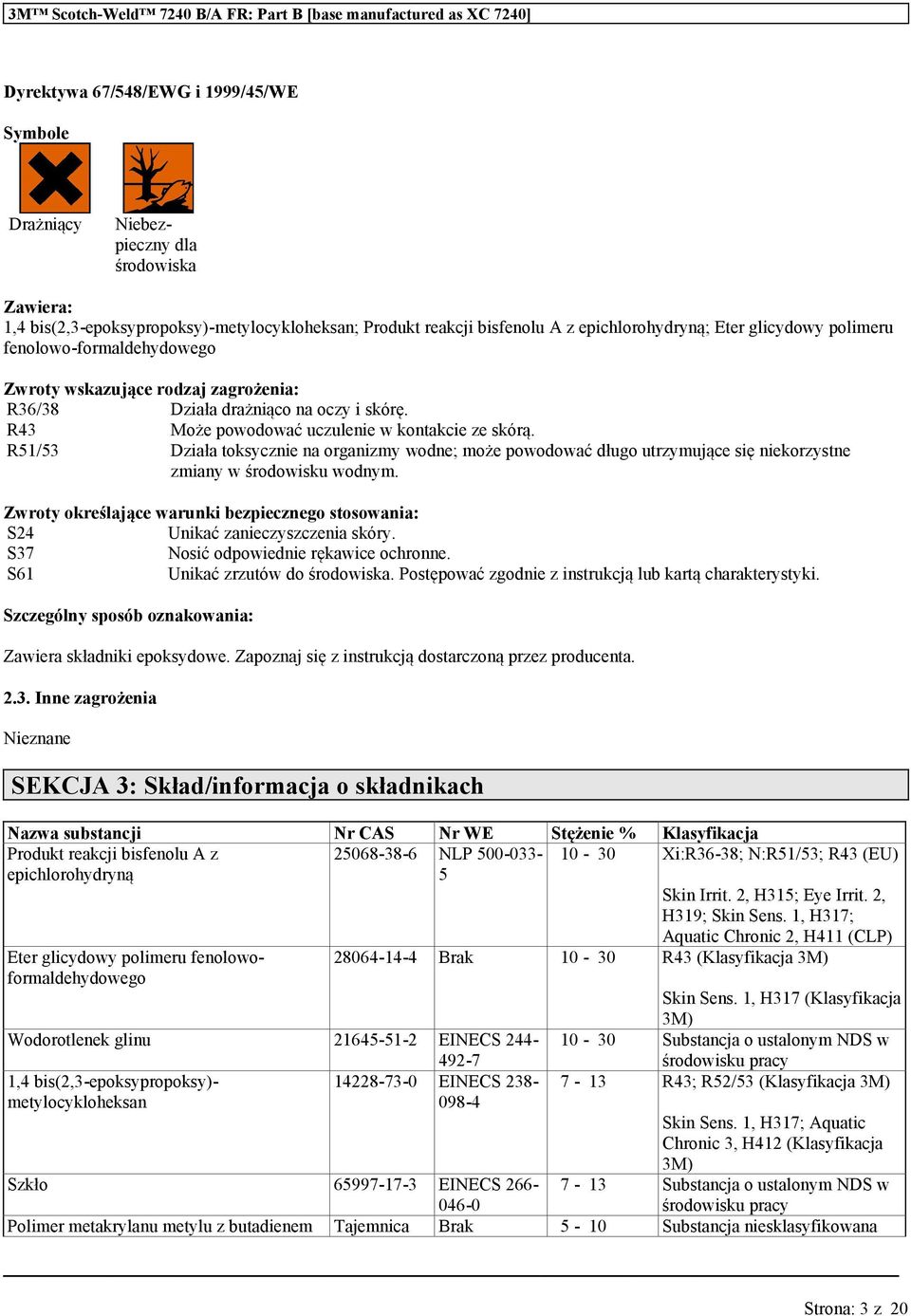 R43 Może powodoć czlenie w kontakcie ze skórą. R51/53 Działa toksycznie na organizmy wodne; może powodoć dłgo trzymjące się niekorzystne zmiany w środowisk wodnym.