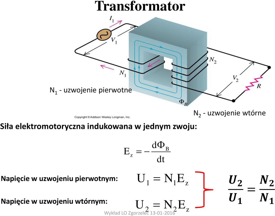 uzwojenie wtórne Napięcie w uzwojeniu pierwotnym: