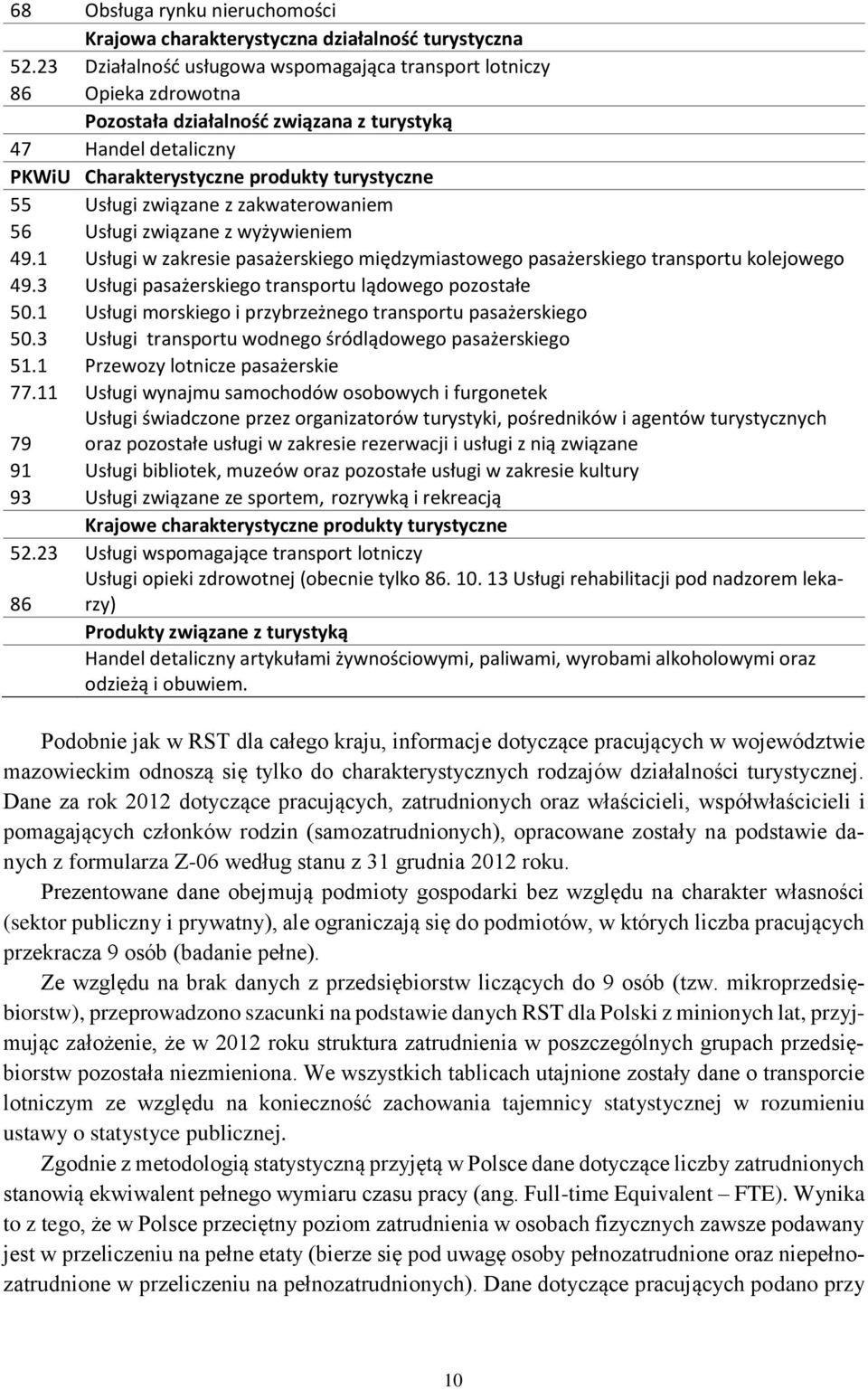 związane z zakwaterowaniem 56 Usługi związane z wyżywieniem 49.1 Usługi w zakresie pasażerskiego międzymiastowego pasażerskiego transportu kolejowego 49.