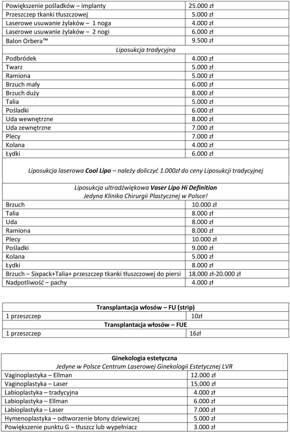 000zł do ceny Liposukcji tradycyjnej Liposukcja ultradźwiękowa Vaser Lipo Hi Definition Jedyna Klinika Chirurgii Plastycznej w Polsce! Brzuch Talia Pośladki 9.