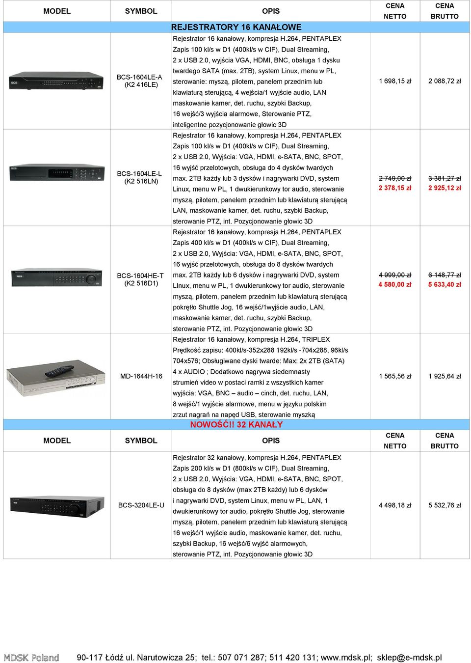 ruchu, szybki Backup, 16 wejść/3 wyjścia alarmowe, Sterowanie PTZ, inteligentne pozycjonowanie głowic 3D Rejestrator 16 kanałowy, kompresja H.