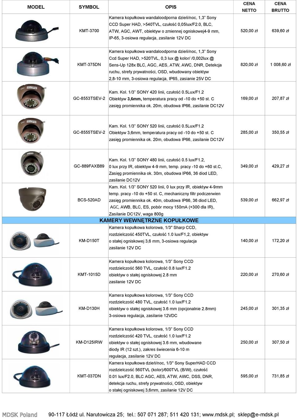 Sens-Up 128x BLC, AGC, AES, ATW, AWC, DNR, Detekcja ruchu, strefy prywatności, OSD, wbudowany obiektyw 2,8-10 mm, 3-osiowa regulacja, IP65, zasianie 25V DC 820,00 zł 1 008,60 zł Kam. Kol.