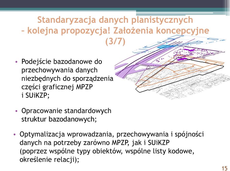 części graficznej MPZP i SUiKZP; Opracowanie standardowych struktur bazodanowych; Optymalizacja