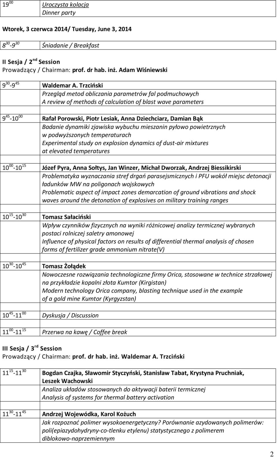 Trzciński Przegląd metod obliczania parametrów fal podmuchowych A review of methods of calculation of blast wave parameters 9 45-10 00 Rafał Porowski, Piotr Lesiak, Anna Dziechciarz, Damian Bąk