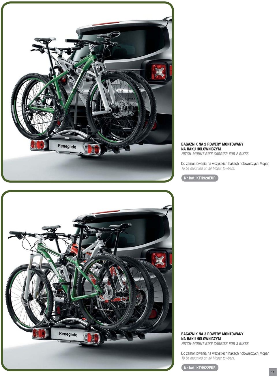 KTH920EUR BAGAŻNIK NA 3 ROWERY MONTOWANY NA HAKU HOLOWNICZYM HITCH-MOUNT BIKE CARRIER FOR 3 BIKES