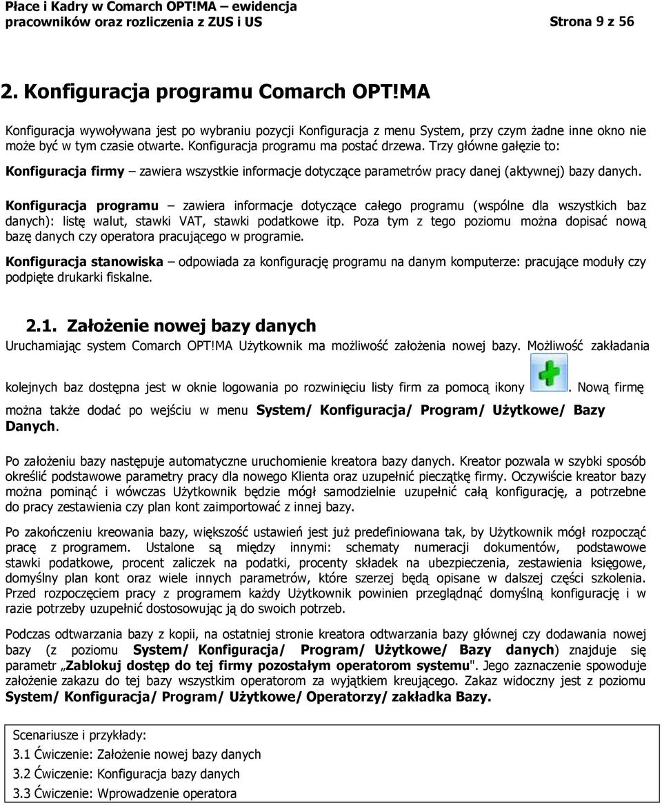 Trzy główne gałęzie to: Konfiguracja firmy zawiera wszystkie informacje dotyczące parametrów pracy danej (aktywnej) bazy danych.