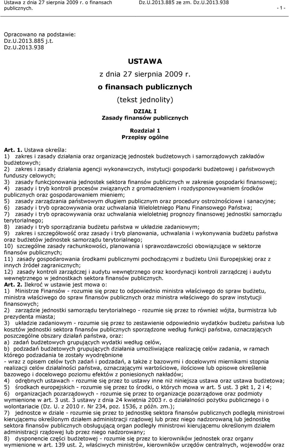 Przepisy ogólne Art. 1.