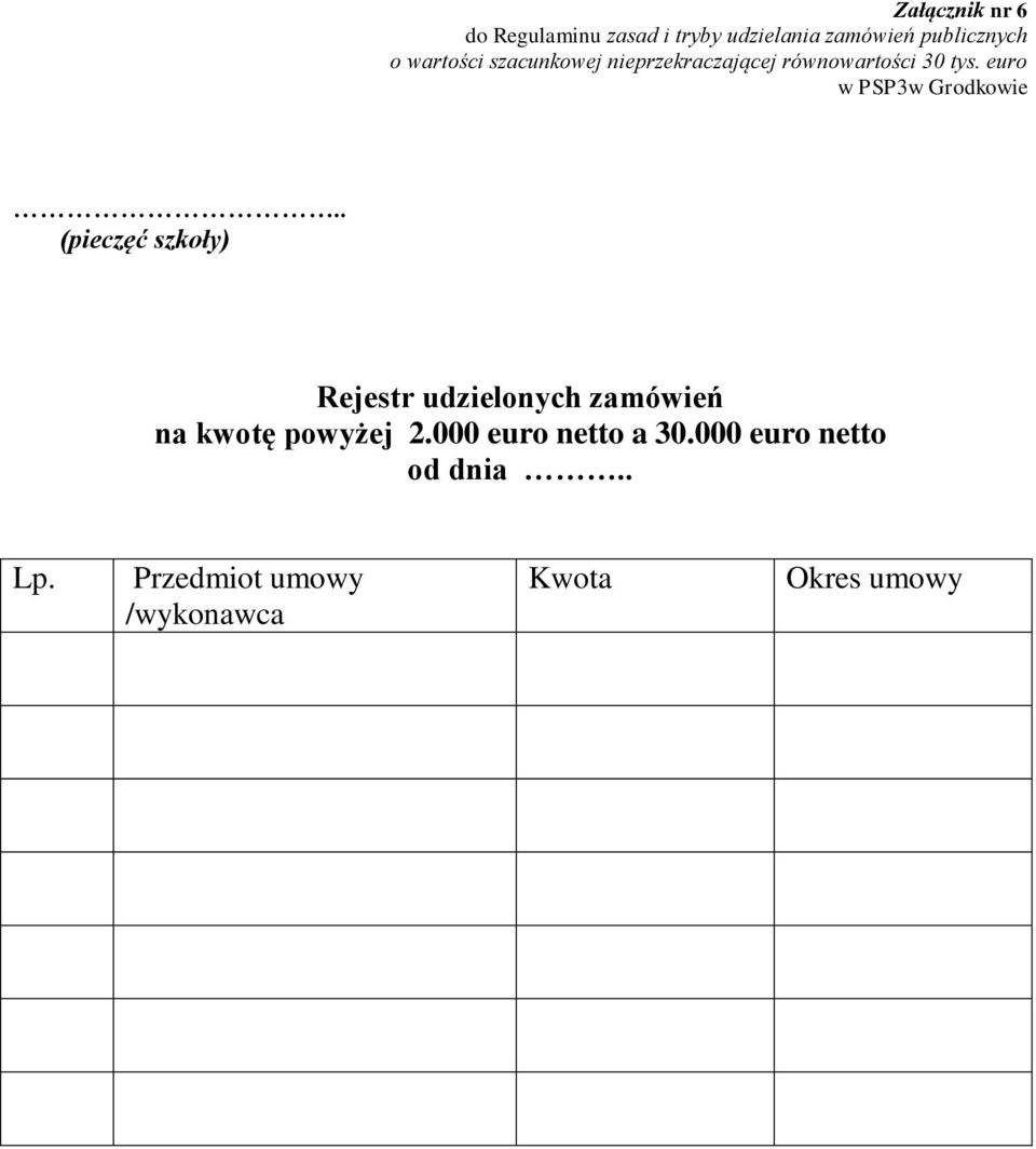 zamówień na kwotę powyżej 2.