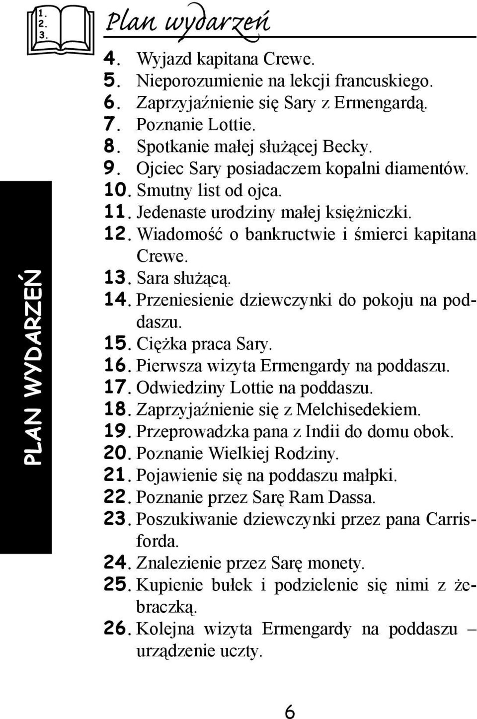 PLAN WYDARZEŃ. 24. Znalezienie przez Sarę monety. 25. Kupienie bułek i  podzielenie się nimi z żebraczką. - PDF Darmowe pobieranie