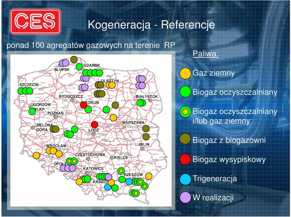 oczyszczalniany Biogaz oczyszczalniany i/lub gaz