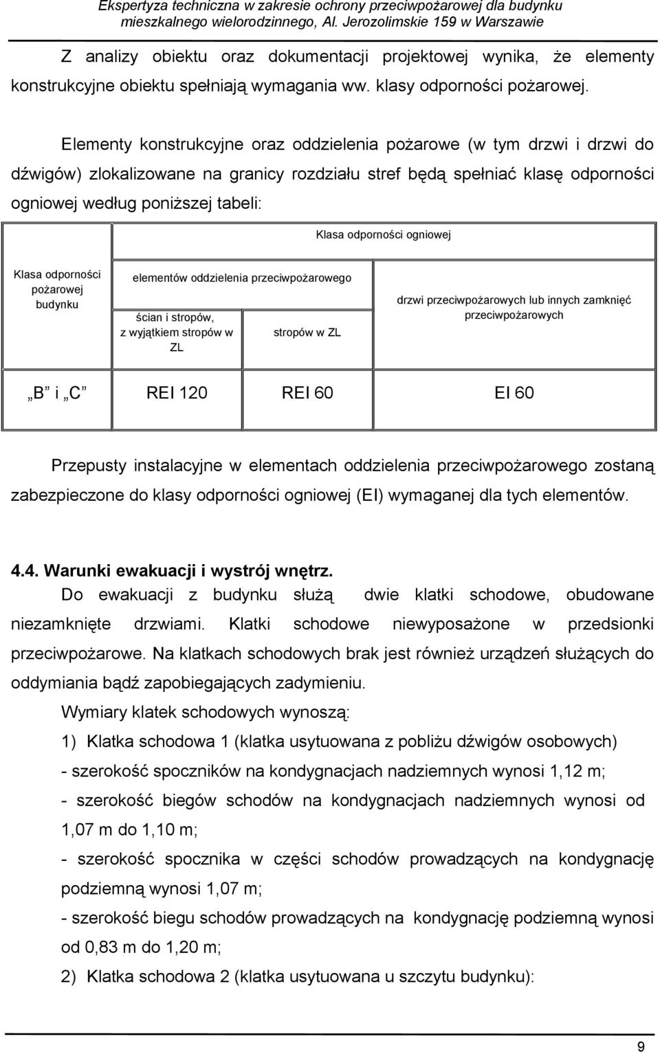 odporności ogniowej Klasa odporności pożarowej budynku elementów oddzielenia przeciwpożarowego ścian i stropów, z wyjątkiem stropów w ZL stropów w ZL drzwi przeciwpożarowych lub innych zamknięć