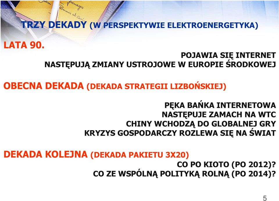 STRATEGII LIZBOŃSKIEJ) PĘKA BAŃKA INTERNETOWA NASTĘPUJE ZAMACH NA WTC CHINY WCHODZĄ DO GLOBALNEJ