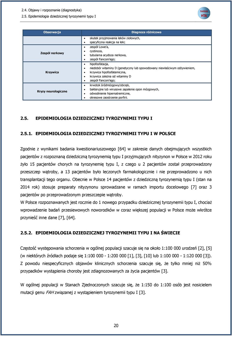 a, cystinoza, tubularna acydoza nerkowa, zespół Fanconi ego; hipofosfatazja, niedobór witaminy D (genetyczny lub spowodowany niewłaściwym odżywieniem, krzywica hipofosfatemiczna, krzywica zależna od