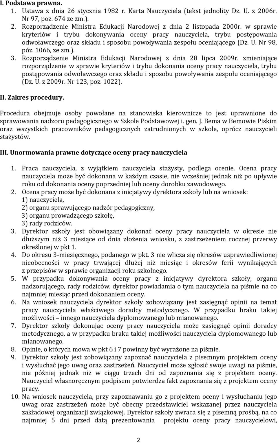Rozporządzenie Ministra Edukacji Narodowej z dnia 28 lipca 2009r.