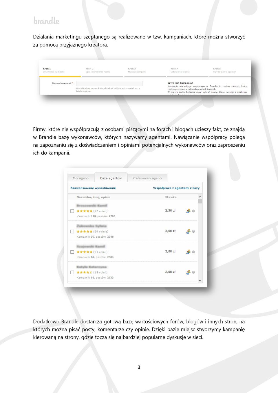 Nawiązanie współpracy polega na zapoznaniu się z doświadczeniem i opiniami potencjalnych wykonawców oraz zaproszeniu ich do kampanii.