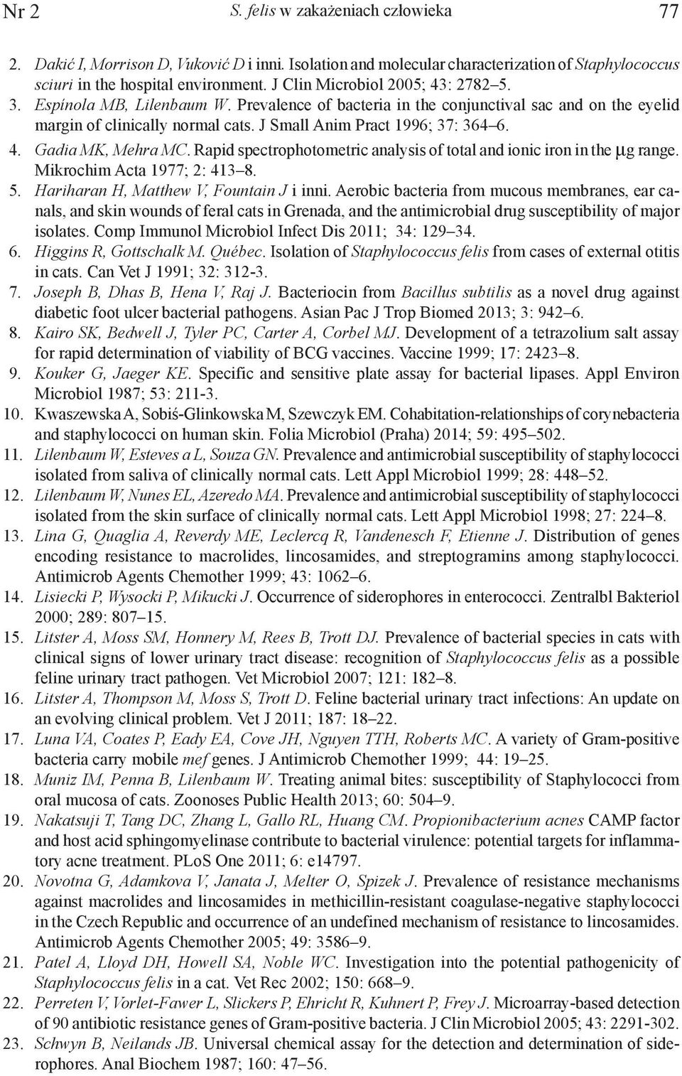4. Gadia MK, Mehra MC. Rapid spectrophotometric analysis of total and ionic iron in the μg range. Mikrochim Acta 1977; 2: 413 8. 5. Hariharan H, Matthew V, Fountain J i inni.