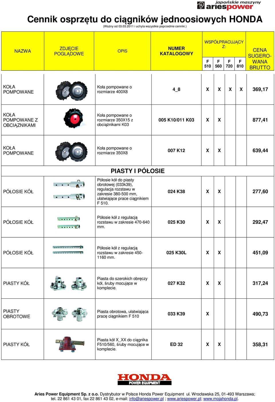 024 K38 X X 277,60 PÓŁOSIE KÓŁ Półosie kół z regulacją rozstawu w zakresie 470-640 mm. 025 K30 X X 292,47 PÓŁOSIE KÓŁ Półosie kół z regulacją rozstawu w zakresie 450-1160 mm.