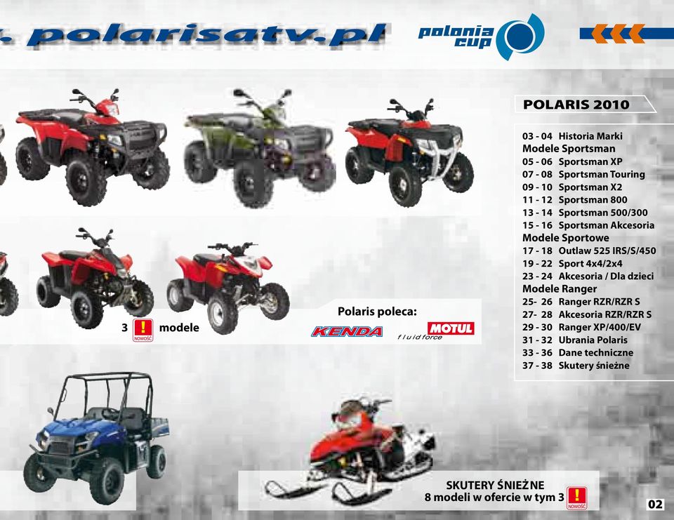 X2 11-12 Sportsman 800 13-14 Sportsman 500/300 15-16 Sportsman Akcesoria Modele Sportowe 17-18 Outlaw 525 IRS/S/450 19-22