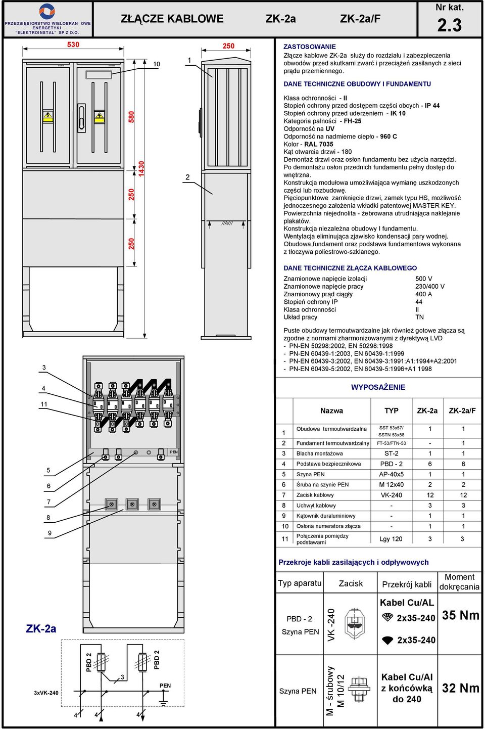 DNE TECHNICZNE OBUDOWY I FUNDMENTU 0 0 0 0 II Stopień ochrony przed dostępem części obcych IP Stopień ochrony przed uderzeniem IK 0 Kategoria palności FH Odporność na nadmierne ciepło 0 C Kolor RL 0