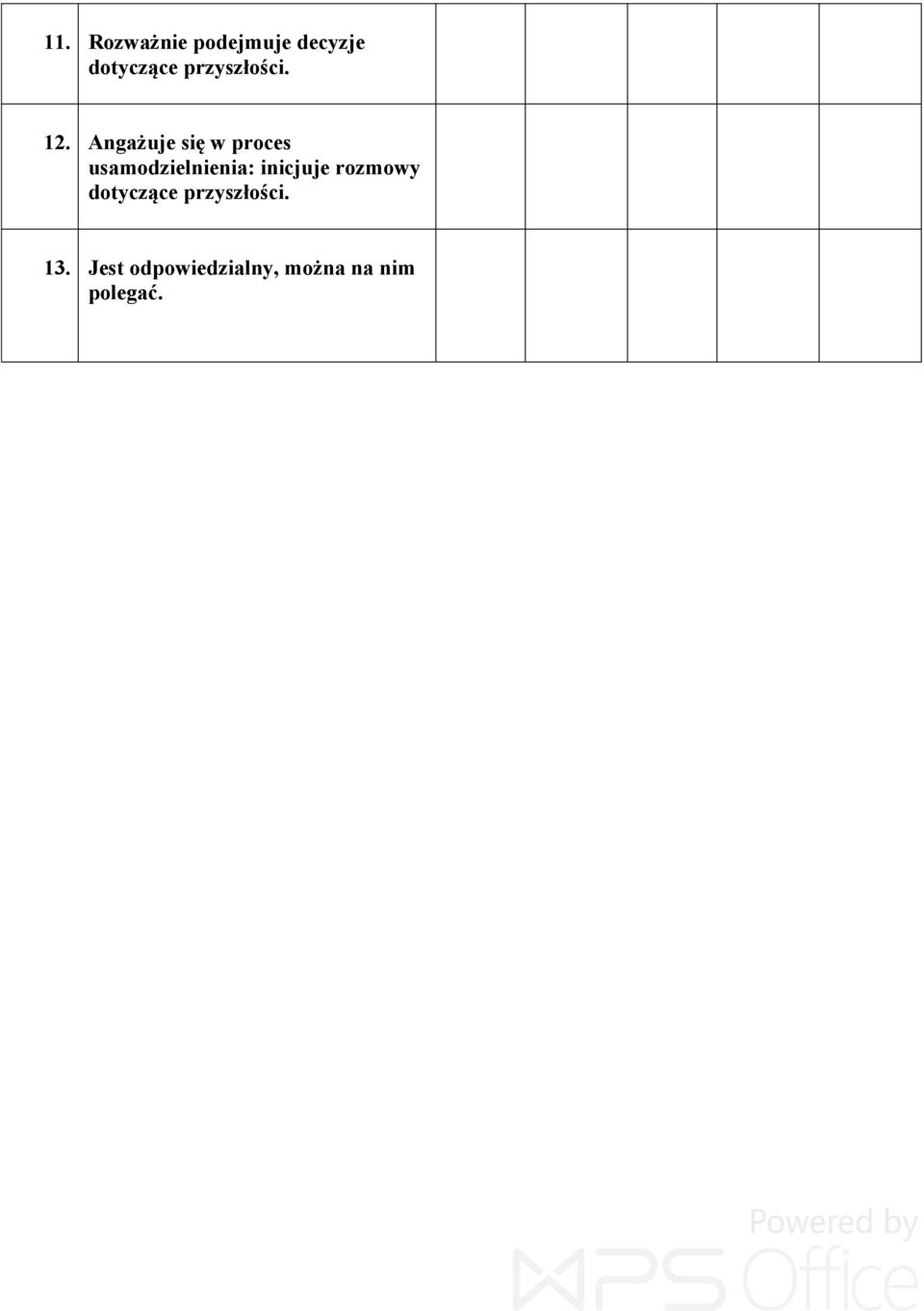 Angażuje się w proces usamodzielnienia: