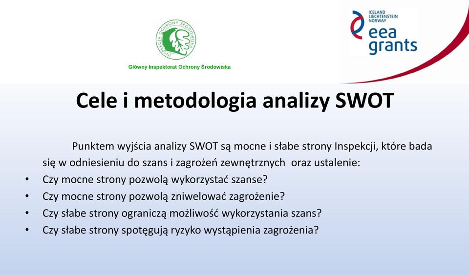 pozwolą wykorzystać szanse? Czy mocne strony pozwolą zniwelować zagrożenie?