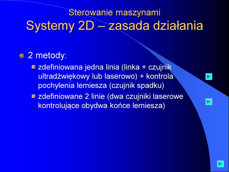 kontrola pochylenia lemiesza (czujnik spadku) zdefiniowane