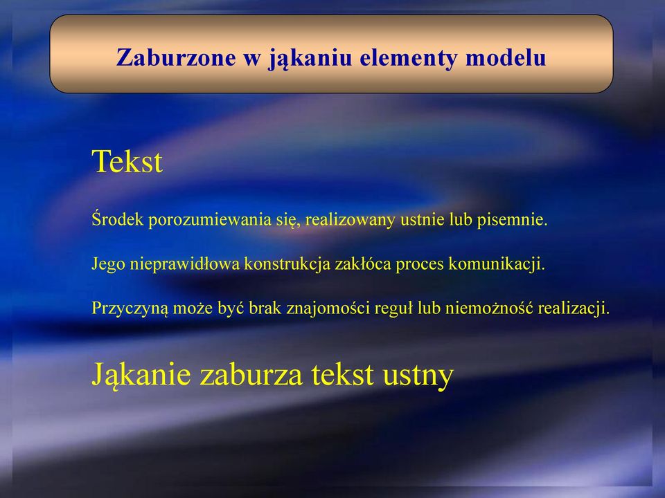 Jego nieprawidłowa konstrukcja zakłóca proces komunikacji.