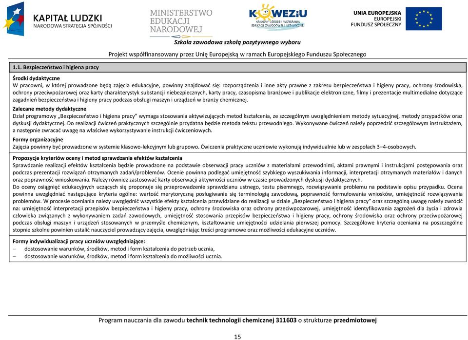 higieny pracy, ochrony środowiska, ochrony przeciwpożarowej oraz karty charakterystyk substancji niebezpiecznych, karty pracy, czasopisma branżowe i publikacje elektroniczne, filmy i prezentacje