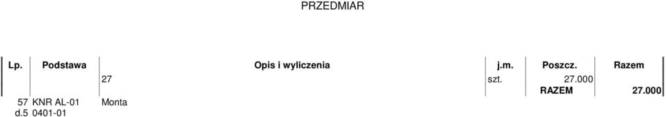 000 Montaż ręcznych ostrzegaczy pożaru - przycisk typu adresowego RECZNY OSTRZEGACZ POZAROWY 8 8.000 RAZEM 8.