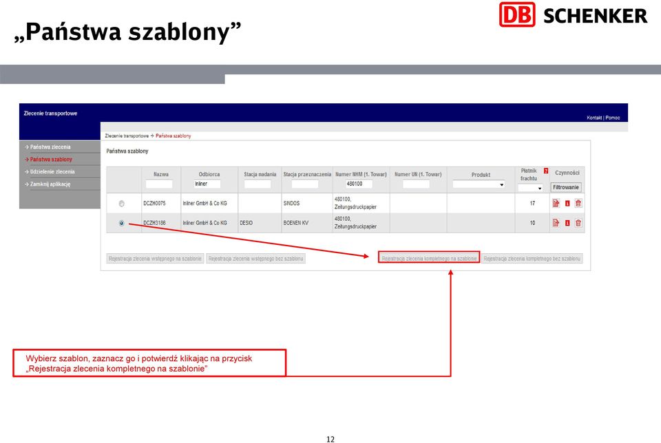 klikając na przycisk