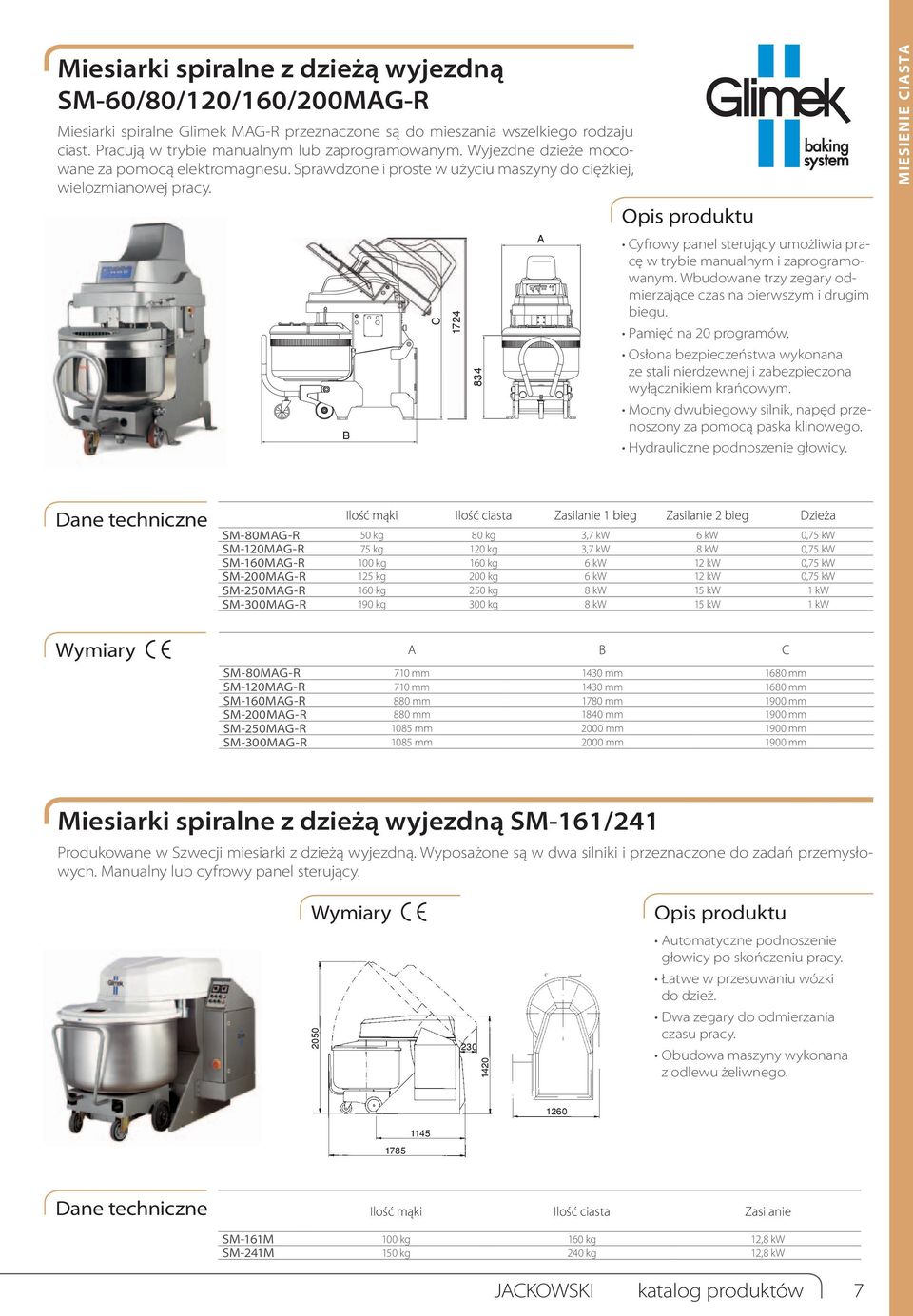 B 1430 /1500 C 1660 1724 834 A 720 /785 Cyfrowy panel sterujący umożliwia pracę w trybie manualnym i zaprogramowanym. Wbudowane trzy zegary odmierzające czas na pierwszym i drugim biegu.