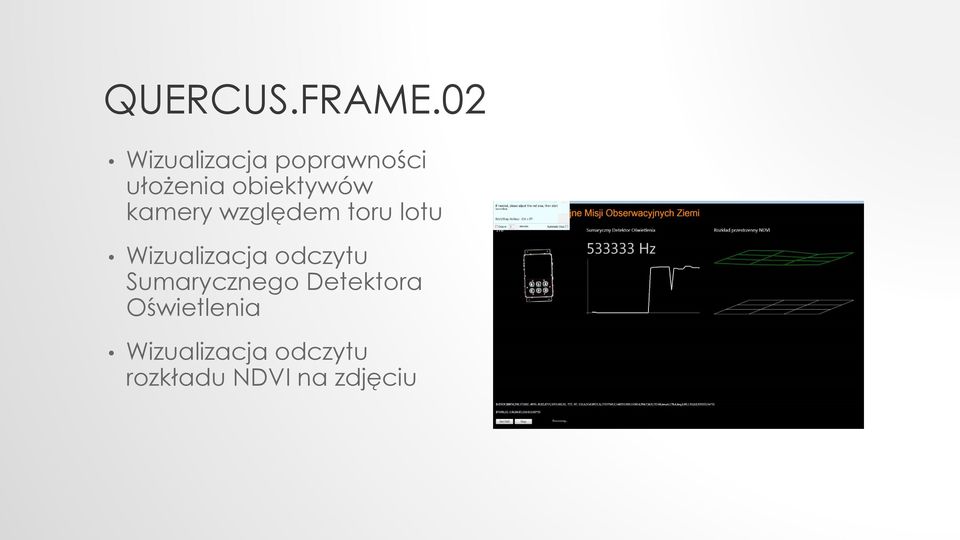 kamery względem toru lotu Wizualizacja odczytu