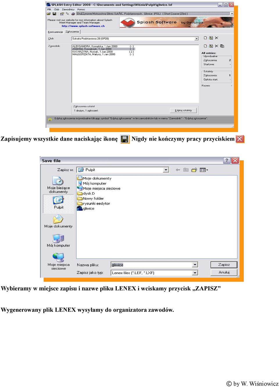 zapisu i nazwe pliku LENEX i wciskamy przycisk