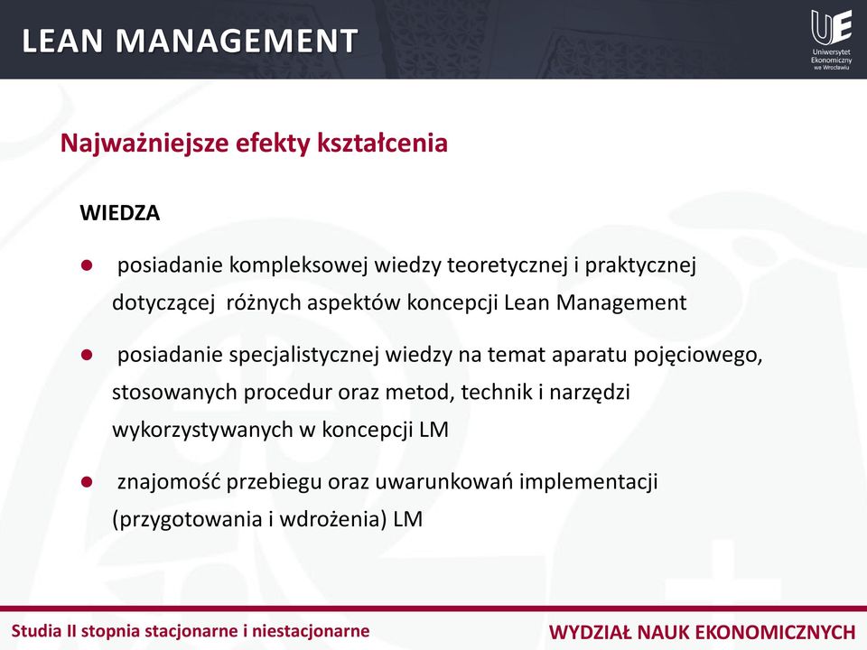 wiedzy na temat aparatu pojęciowego, stosowanych procedur oraz metod, technik i narzędzi