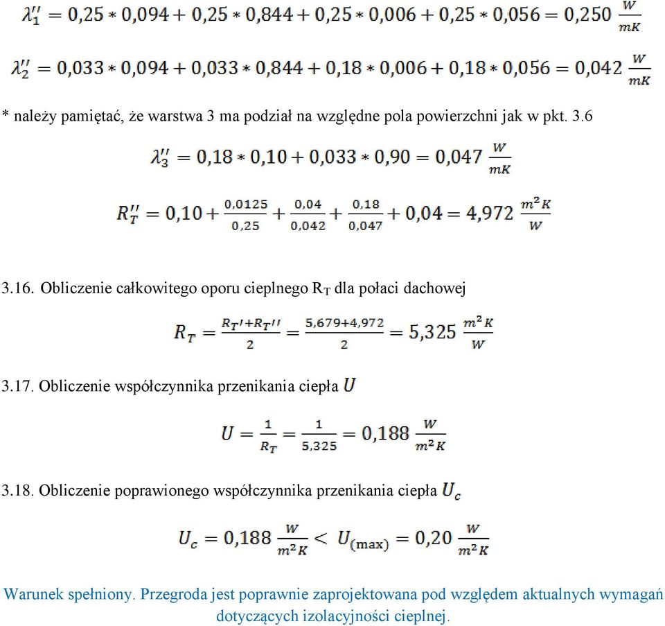 Obliczenie współczynnika przenikania ciepła 3.18.