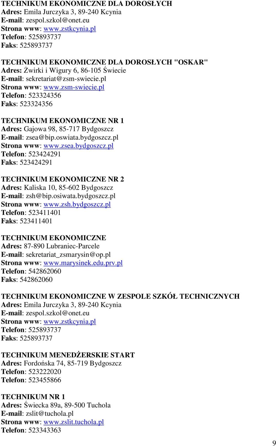 pl Strona www: www.zsm-swiecie.pl Telefon: 523324356 Faks: 523324356 EKONOMICZNE NR 1 Adres: Gajowa 98, 85-717 Bydgoszcz E-mail: zsea@bip.oswiata.bydgoszcz.