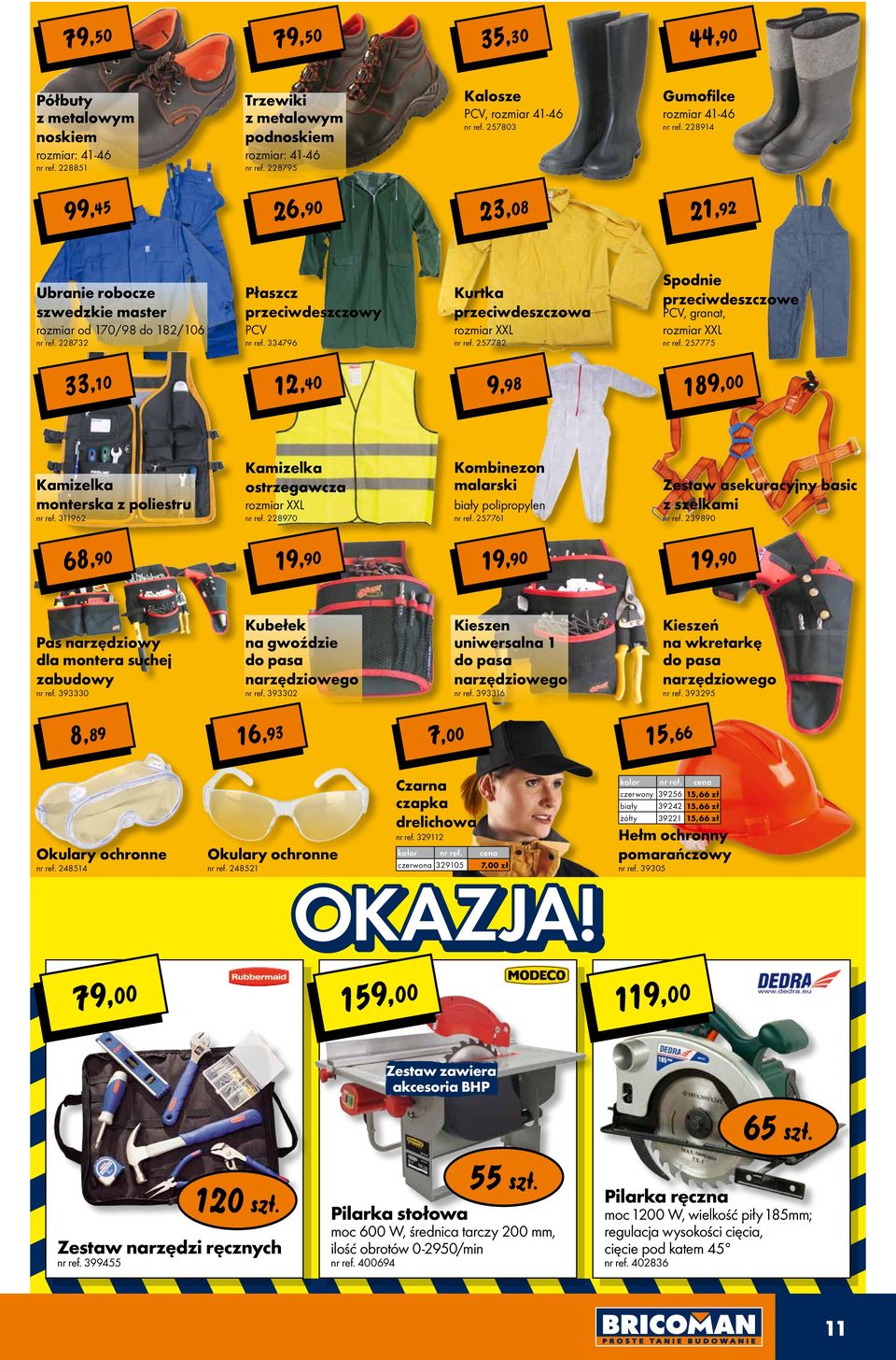 334796 Kurtka przeciwdeszczowa rozmiar xxl nr ref. 5778 Spodnie przeciwdeszczowe PCV, granat, rozmiar xxl nr ref. 57775 33,10 1,40 9,98 189,00 Kamizelka monterska z poliestru nr ref.