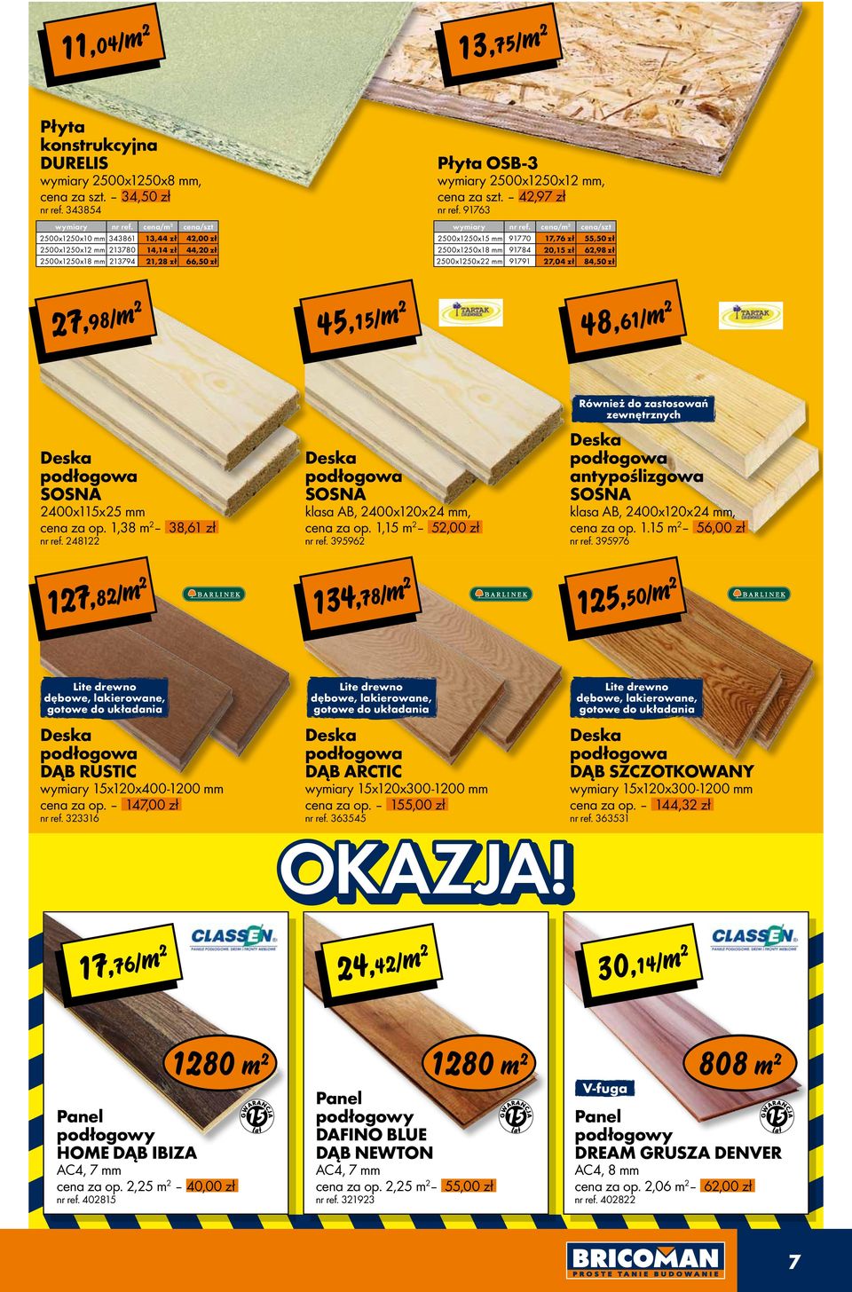 cena/m cena/szt 343861 13,44 zł 4,00 zł 13780 14,14 zł 44,0 zł 13794 1,8 zł 66,50 zł wymiary 500x150x15 mm 500x150x18 mm 500x150x mm nr ref.